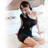 Women's Sexy Dissymmetry Dress Ladies Mesh Hollow Perspective Slim Short Mini Dresses Evening Party Clubwear Costumes Nightdress