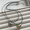 Fashion Love Heart Pendant Necklace Black Leathers Rope Choker Neck Chain Elegant Clavicle Chain Necklace Party Jewelry