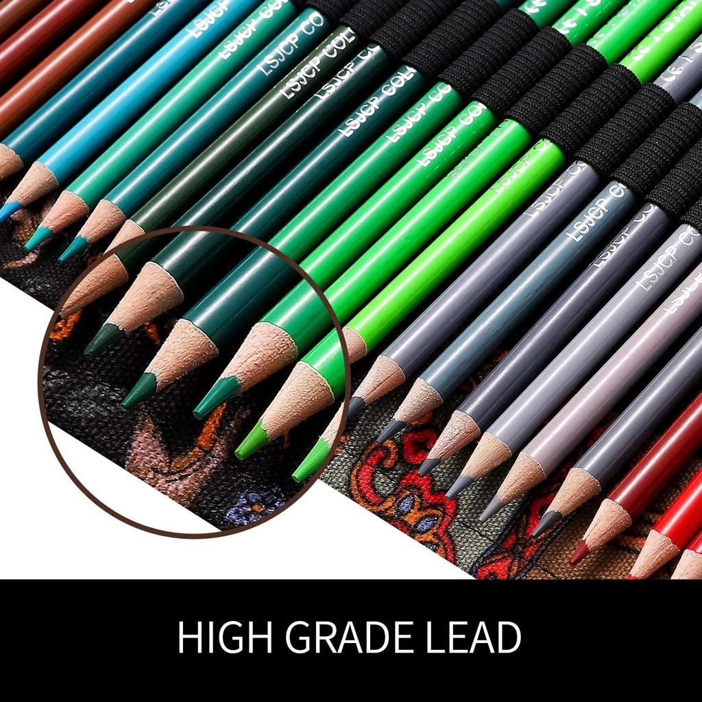 36/48/72 Buntstifte Malbuch für Erwachsene, professionelles Mal- und Zeichenset, Kunst-Buntstifte mit aufrollbarer Leinentasche, Künstler, Studenten, Skizzieren