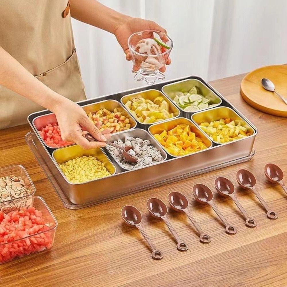 Edelstahl Gewürzboxen 6 & 8 Fächer Gewürzorganisator Aufbewahrung Gewürzbox Restaurant