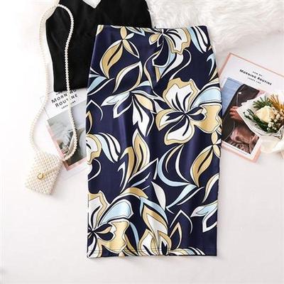 Sommer Druck Eleganter Bleistiftrock Frauen Hohe Taille Knielanger Rock Weiblich
