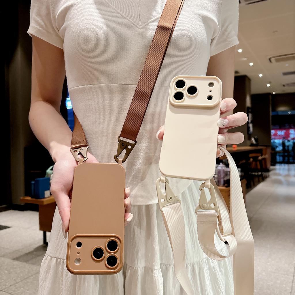 Saldainių spalvos silikoninis telefono dėklas, skirtas IPhone 17 13 12 16 E 15 14 11 Pro Max, su dirželiu per petį, karoliai, minkštas dangtelis