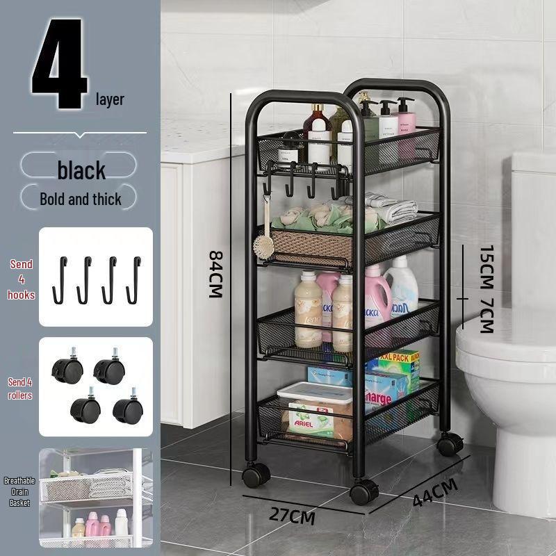 Compact Multi-layer Trolley Storage Rack for Kitchen, Bedroom, and Bathroom