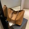 Retro Large Capacity Faux Leather Tote Bag for Women, Vintage Style Work Shoulder Handbag, Street Chic Commuter Purse