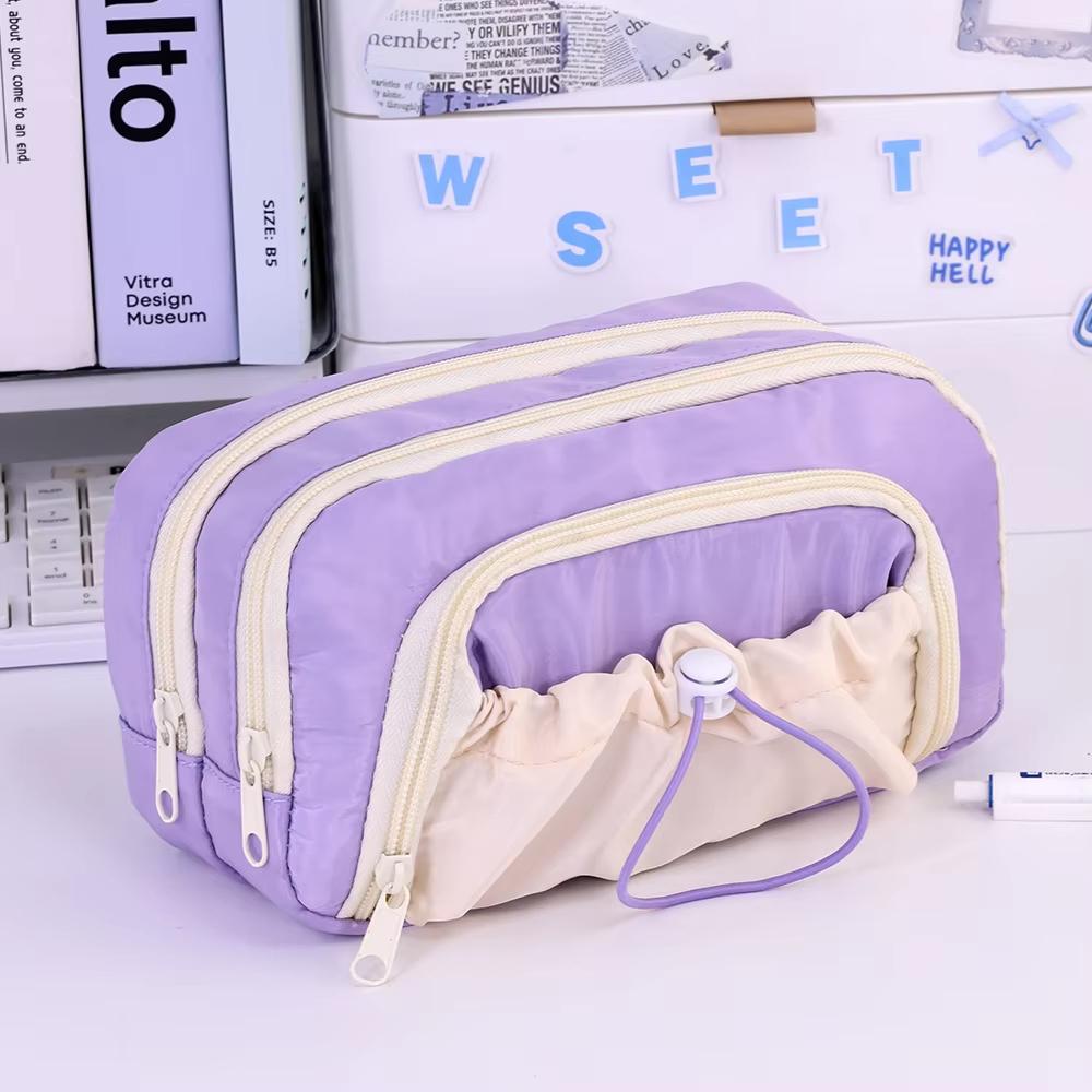 3 Layers Large Capacity Pencil Bag Aesthetic Pen Case Big Stationery Bag Zipper Pencil Pouch Children Pen Bag School Supplies