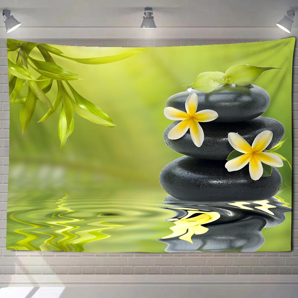Wall Tapestry, Zen Garden, Massage Stone and Water Lily Beach Towel Throw Blanket Picnic Yoga Mat Family Outfit