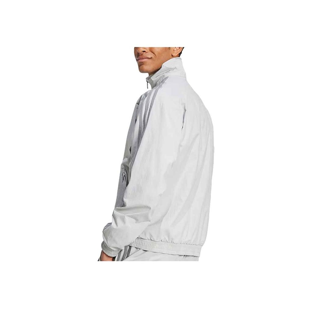 Adidas Originals Sports Casual Stand Collar Striped Long Sleeve Jacket Men Jacket Gray JD0436