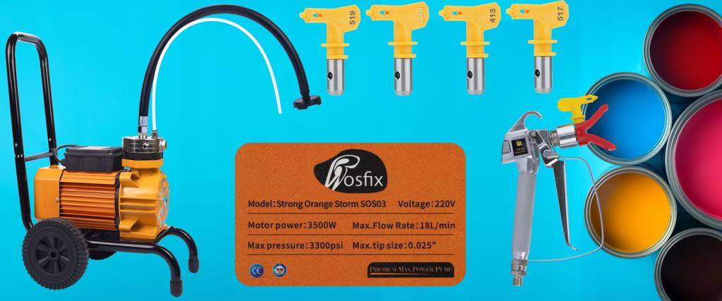 Rosfix Agregat Malarski Strong Orange Storm SOS03 – Profesjonalne Malowanie | 3500W | Zestaw Akcesoriów PACK-MAX3