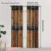 Set Of 2 Vintage Curtain Popular Plane Printing Barn Wooden Door Wood Textured Background Fabric Without Rod With Thermal Polyester