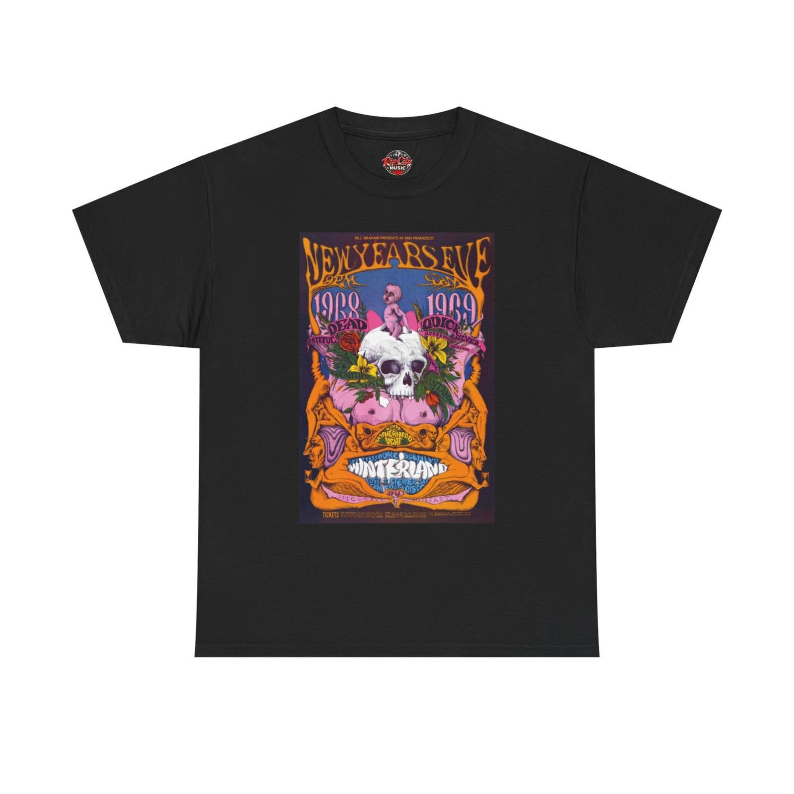 Grateful Dead Dec 31 Winterland Ballroom San Fran Retro Concert Poster T-Shirt L