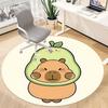 1PC Capybara Office Round Area Rug, Mat Suitable For Office, Under Office Chairs Bedroom Living Room Home Decor, Room Deco
