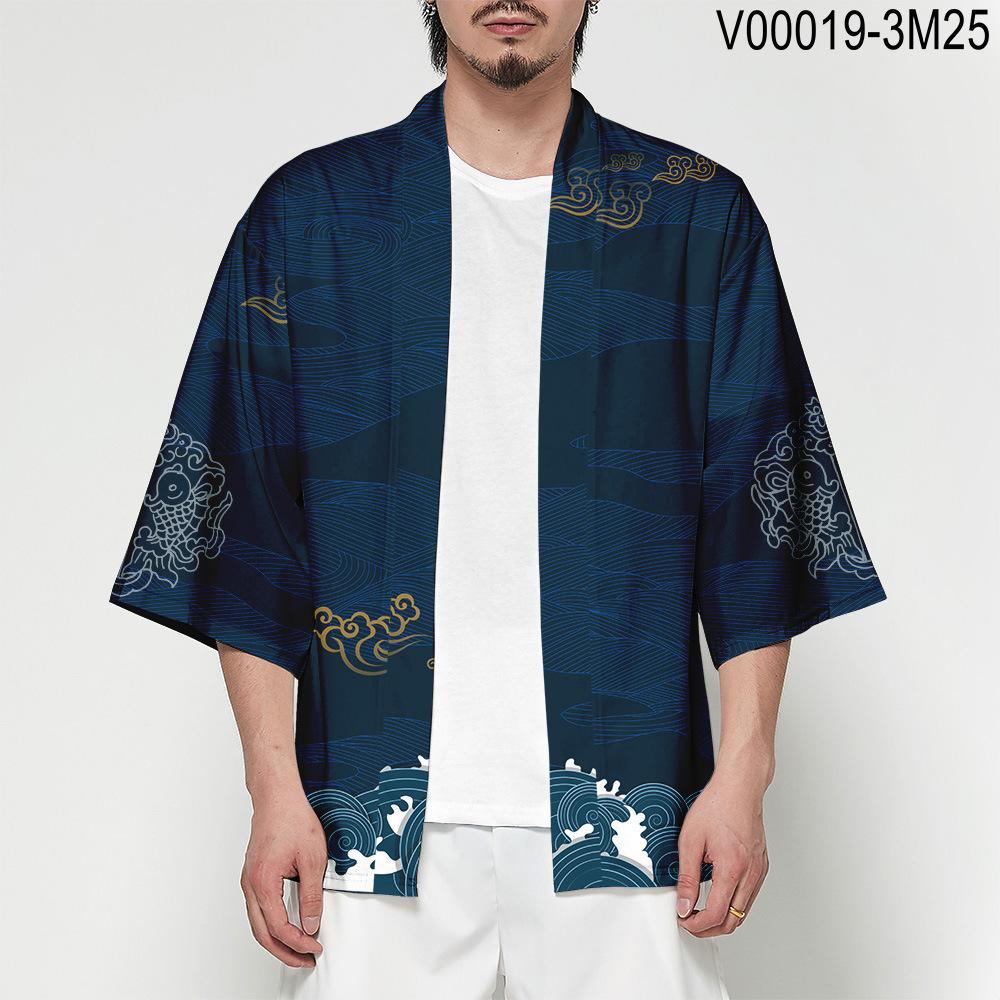 Japanske tradisjonelle kostymer Gutter Jente Mote Kimono Haori Cardigan Jakke Barn Beach Wear Kappe