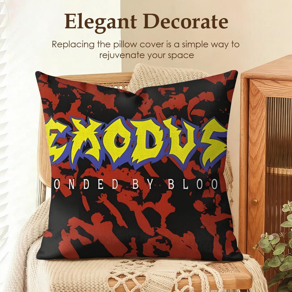 Band EExodus Cushion Cover Natural Linen Organic Fabric DoubleSided Printing Sofa Home Decor Gift Pillow Case
