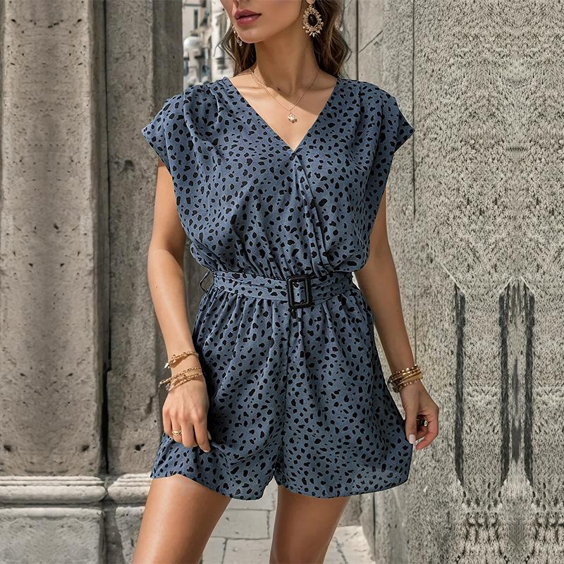Summer Fashion Women's Printed V-neck Jumpsuits & Rompers Women’s Playsuits Beach