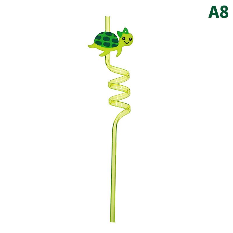 Summer Cartoon Creative Plastic Straw Marine Animal Curved Straw Kids