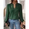 IHUASU Autumn Winter Fashion V-neck Lace Solid Color Long Sleeve Casual T Women's Top