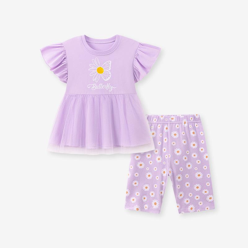 

Chic Summer Short-Sleeve Girls Set - Cute European and American Style 7Y