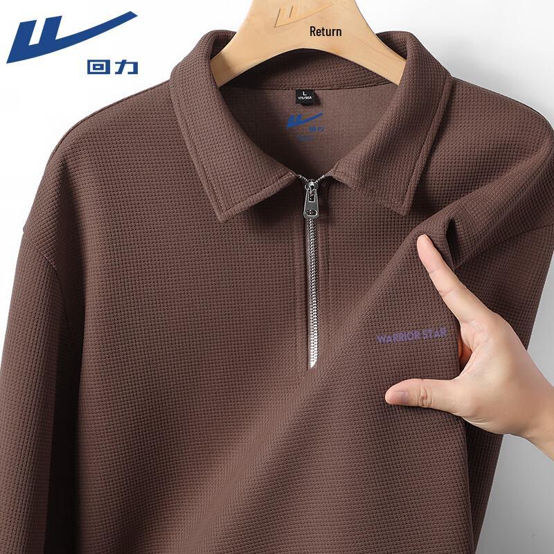 Warrior Waffle-Knit Half-Zip Polo Sweatshirt L