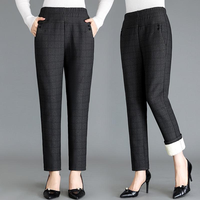 

Брюки для пожилых женщин, флисовые утепленные зимние брюки для бабушки, прямые, для женщин среднего и пожилого возраста, эластичные, с высокой посадкой, хлопковые брюки для улицы 6XL (recommended 170-92.5kg)