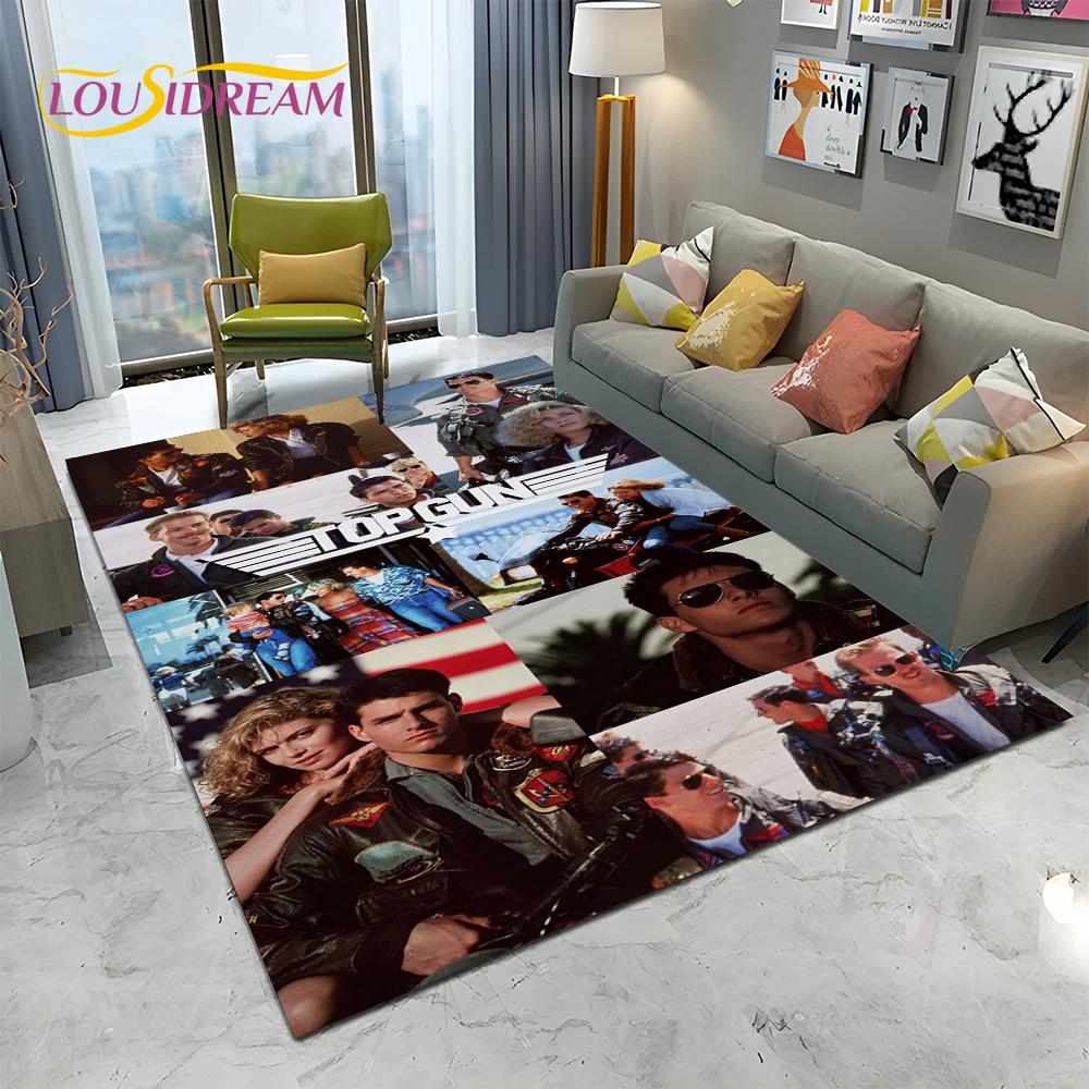 Classic Movie Top Gun Sign Tom Cruise Carpet Rug for Home Living Room Bedroom Sofa Doormat Decor,kid Area Rug Non-slip Floor Mat