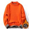 Men's Solid Color Plus Fleece Sweater Knitted Sweater Men's Casual Plus Fleece Bottoming Shirt