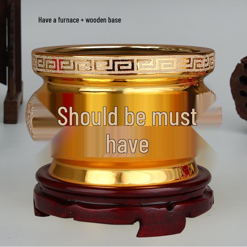 Small Ceramic Buddha Incense Burner with Golden Sand