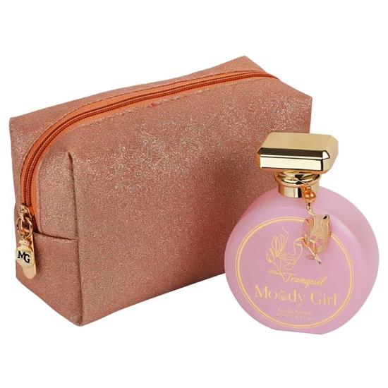 Moody Girl Luxury Perfume for Women I Tranquil Perfume, 100 ml with Chic Glitter Pouch Combo