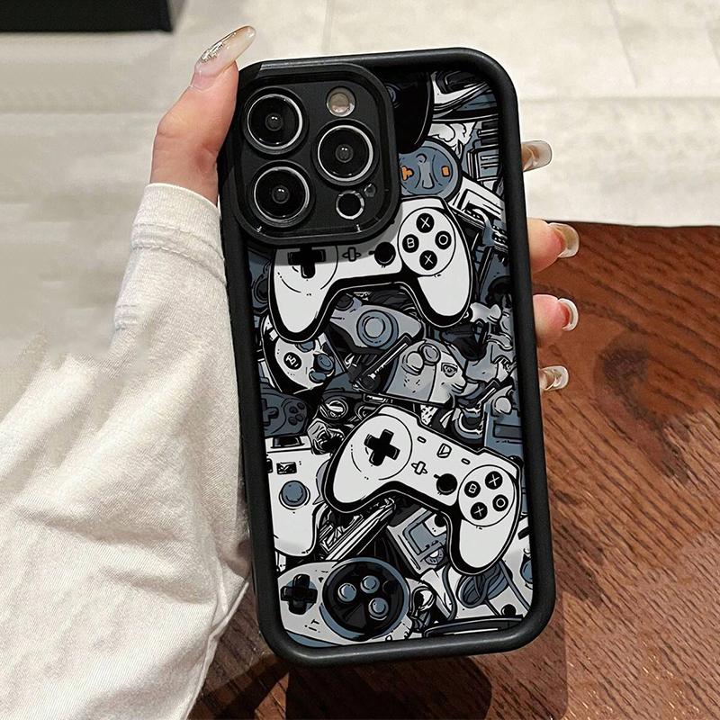 Ins Trendy Game Controller Full Print Shockproof Phone Case for iPhone 17  16 15 14 13 12 11 Pro Max Hard Shell Material Cover