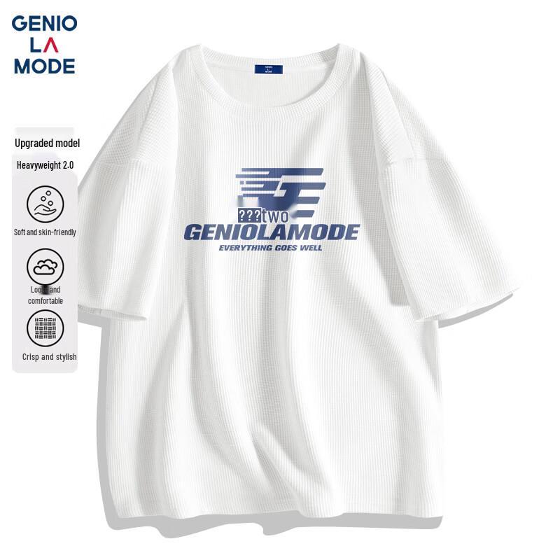 GENIOLAMODE Men s Heavyweight Waffle Short Sleeve T-Shirt L