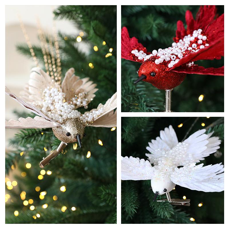 Christmas Tree Decoration Festive Artificial Bird Ornament Simulated Bird Hanging Ornament Elegant For Winter Celebration Home