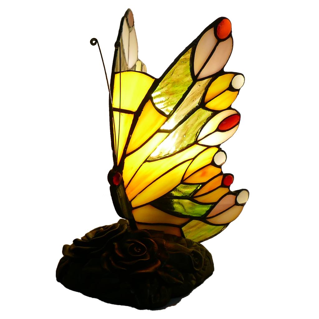 Tiffany Butterfly Modern Desk Lamp Resin Base E14LED Base Bedroom Bedside Lamp for Children's Eye Protection Table Lamp