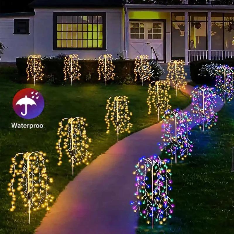 Outdoor LED Firework Christmas Decor Solar Lights Waterproof Garden Party Fairy Solar Lights for Landscape Lawn Pathway Patio