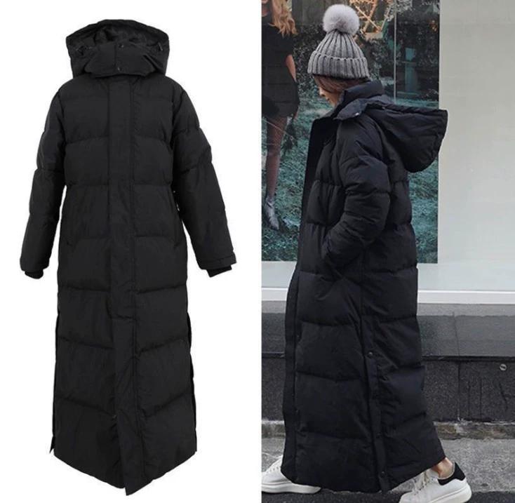 Giacca Lunga Imbottita in Cotone Donna 2025 Nuova Moda Coreana Sopra il Ginocchio Parka Invernale Femminile Spessa Nera Giacca Imbottita in Cotone