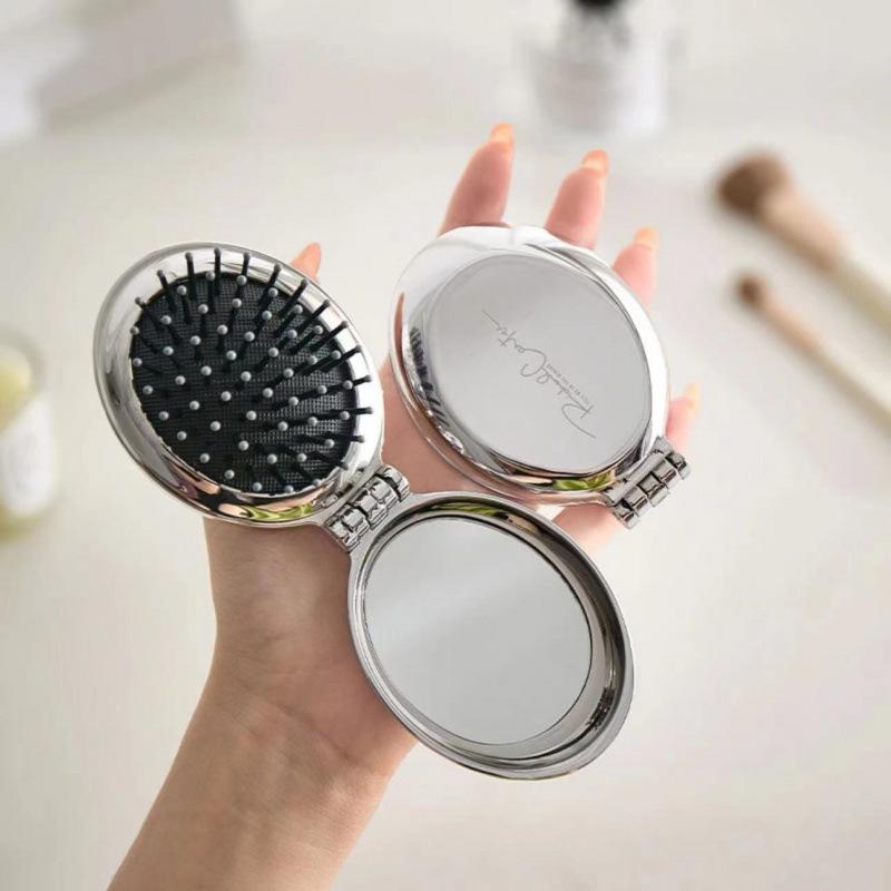 Компактная складная расческа и мини-зеркало с воздушной подушкой для женщин и детей