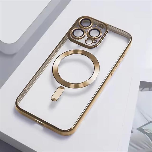 Plating Clear Magnetic Case For iPhone 17 16 15 12 13 14 Pro Max Plus For Magsafe Wireless Charger Shockproof Phone Cover