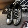 Trendy Patent Leather Glossy Men's Shoes Cold Adhesive Year Round Mirror Punk Style White Sneakers Casual Shoes