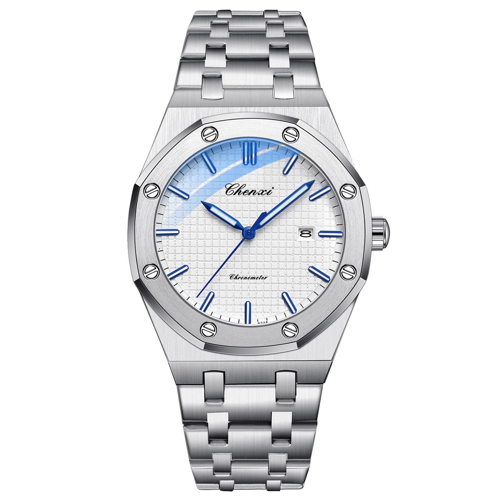 

Мужские повседневные часы с календарем из нержавеющей стали CX0727 белый