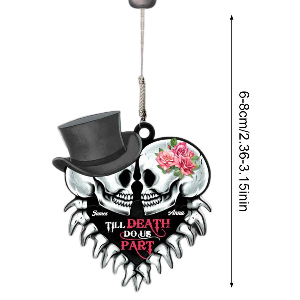 Cartoon Skull Car Rearview Mirror Acrylic Pendant Funny Car Ornament Charm Accessories Halloween Gothic Swing Pendant for Auto