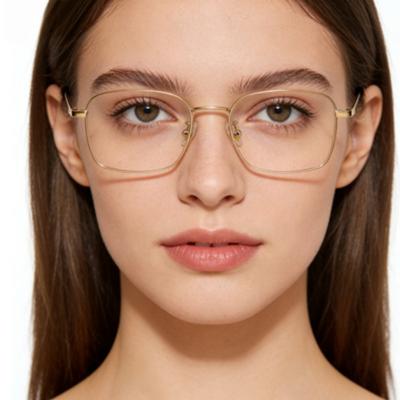 Fashion Square Glasses for Women Men Vintage Metal Frame Optical Eyewear Lightweight Comfortable All-match Eyeglasses