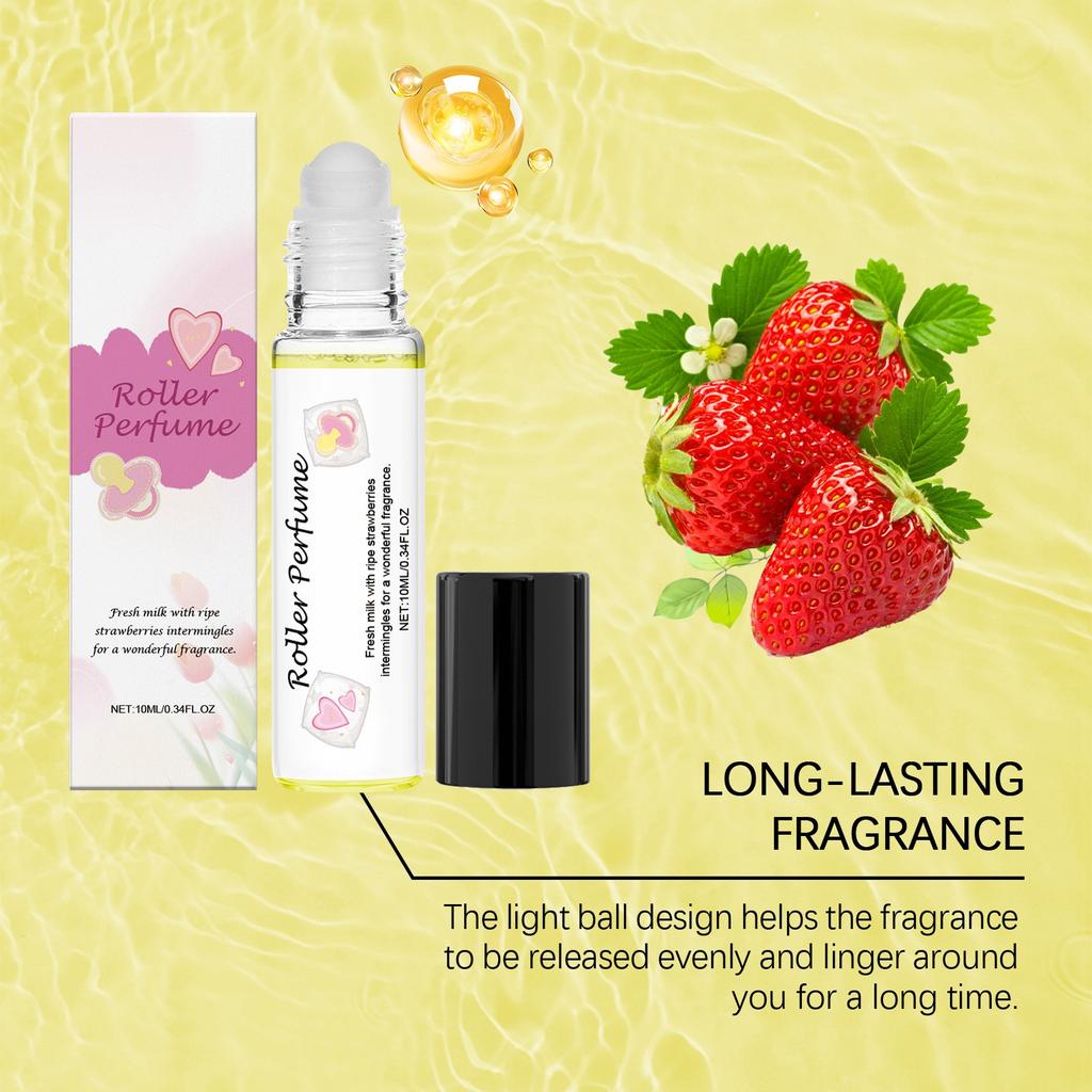 Women's Rollerball Perfume Unique Scent Light, Lasting, Sweet, Confident, Gentle Strawberry Milk Aroma.10ML