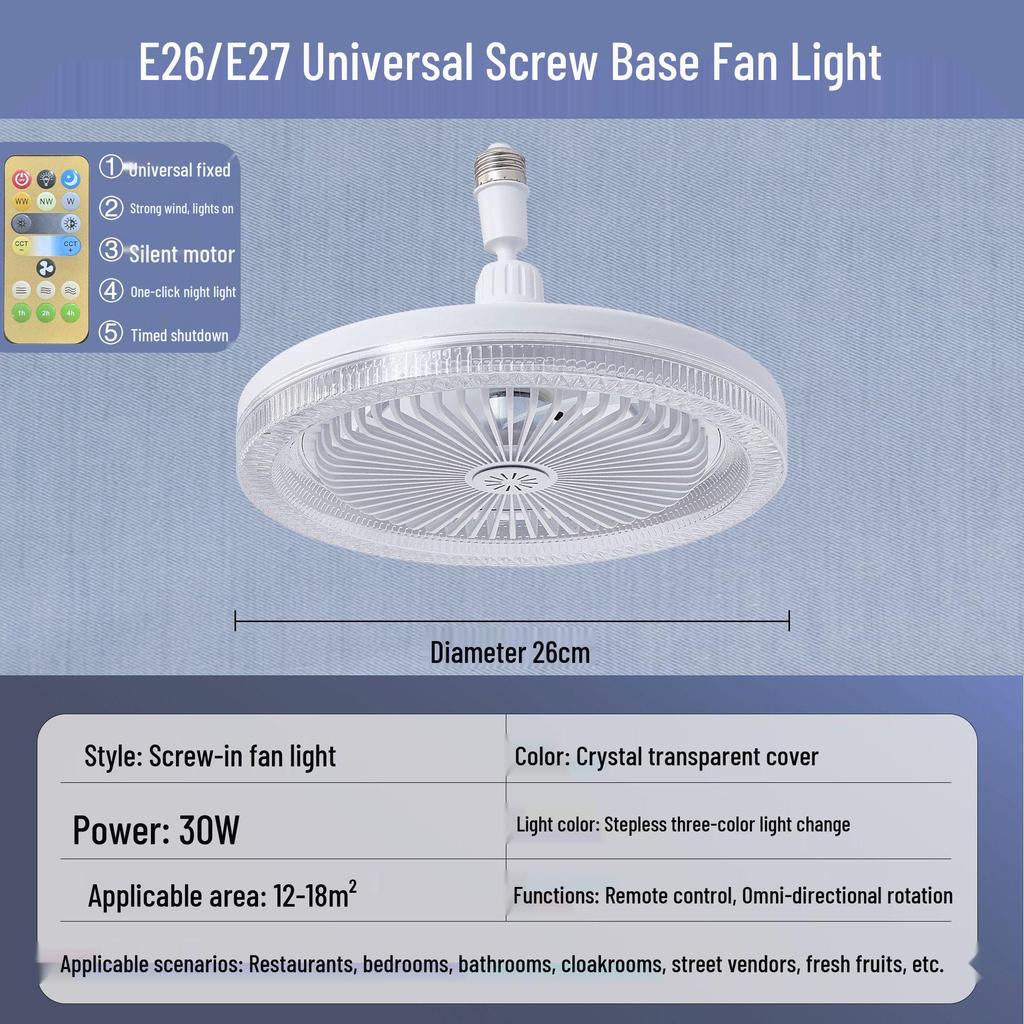 Nordic E27 Remote Control Fan Chandelier with Universal Mesh Cover