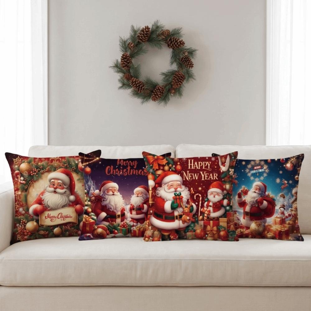 Soft Christmas Pillow Cover Christmas Tree Santa Pillow Cover Party Decoration