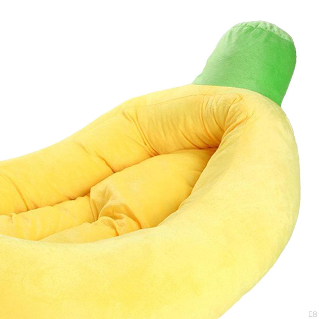 Dog Bed Pet Banana Shape Plush Machine Washable Breathable Animal Puppy for Small