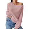 Autumn/Winter Off-Shoulder Knit Sweater - Loose Fit, Pure Color, Casual Style