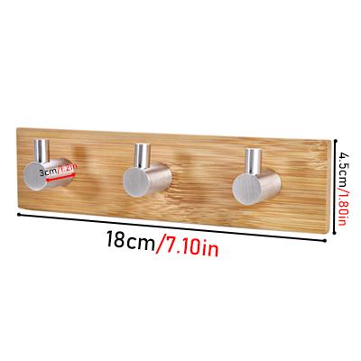 Bamboo Clothes Hook Towel Keys Adhesive Hook Stainless Steel Rustproof Coat Towel Holder Kitchen Bathroom Decorative Hanger
