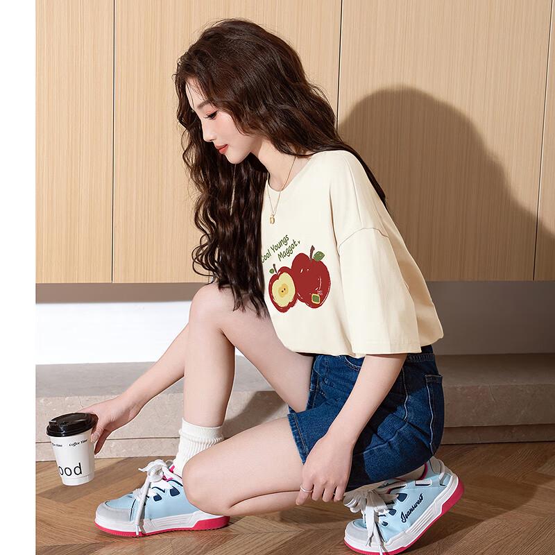 Tangshi 2025 Summer Women's Loose Casual Round Neck T-shirt