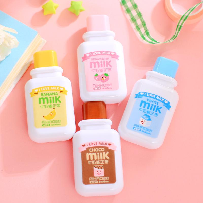 Novelty Milk Bottle Kawaii White Corrector Practical Correction Tape Diary Stationery School Supplies