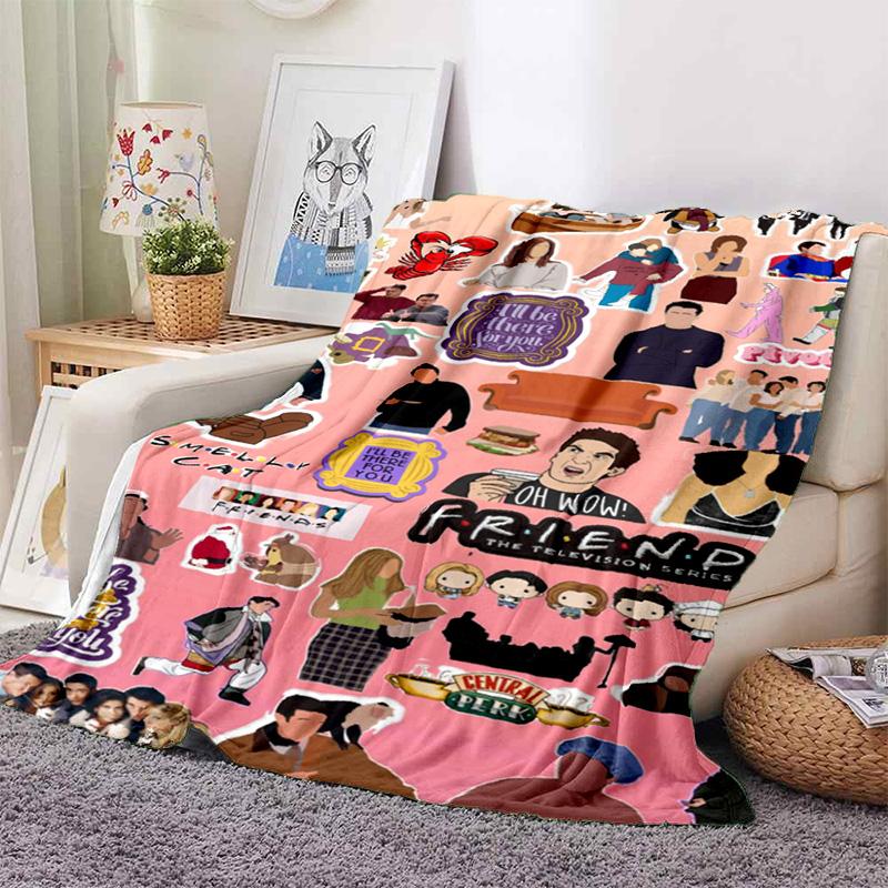 Cozy F-Friends Comedy Movie Characters Flannel Blanket for Beds Room Decoration Picnic - Customizable Gift Blanket
