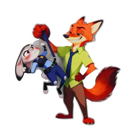 Drehbarer Fuchs Hase Kühlschrankmagnet Acryl Cartoon Filmfigur Tier Kühlschrankmagnet Heim Büro Küchendekoration Filmfans Geschenk