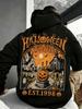 Back Halloween Town Retro Halloween Print Plus Size Hoodie Plus Size Men's Sweatshirt Halloween Hoodie Fashionable Printed Hoodie